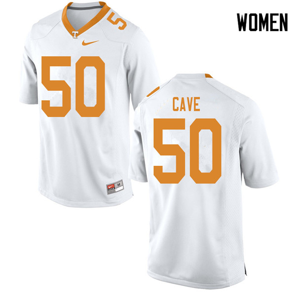 Women #50 Joey Cave Tennessee Volunteers College Football Jerseys Sale-White